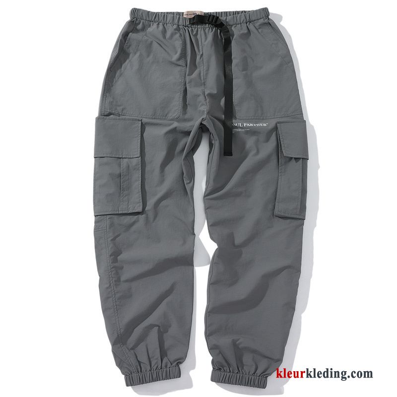 Cargo Broek Casual Broek Nieuw Strak Heren Zomer Zwart Trendy Merk