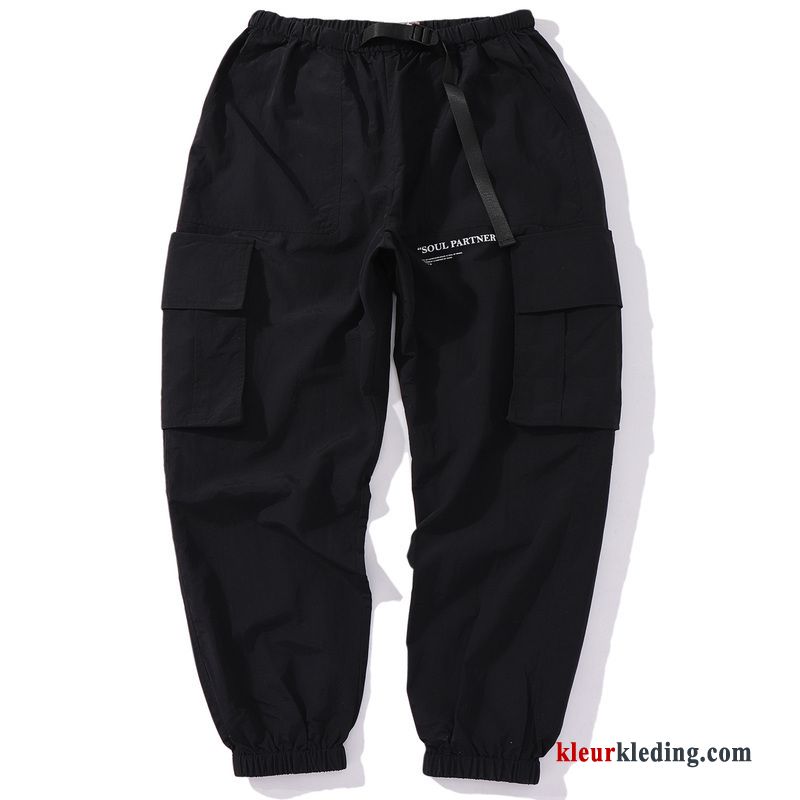 Cargo Broek Casual Broek Nieuw Strak Heren Zomer Zwart Trendy Merk