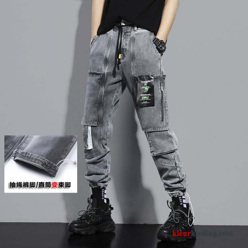 Cargo Broek Heren Mini Broek Grijs Spijkerbroek Jeans Strak Persoonlijk Trendy Merk