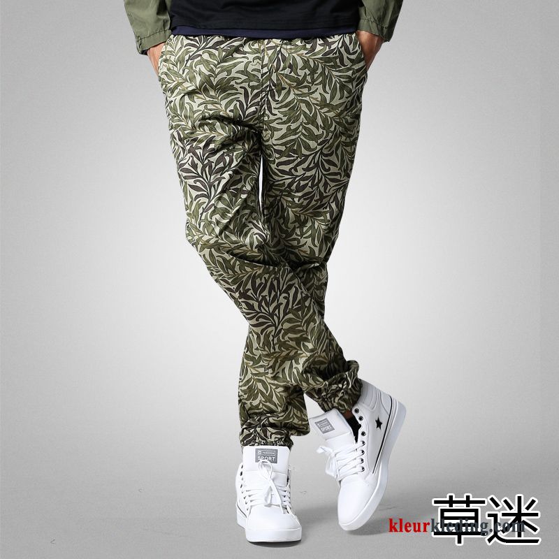 Cargo Broek Heren Trend Rechtdoor Broek Casual Camouflage Grijs Mini