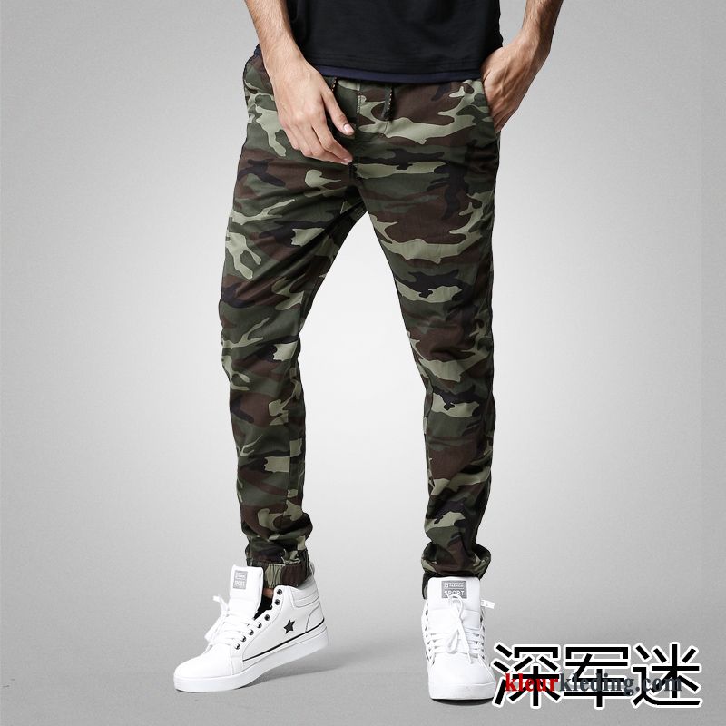 Cargo Broek Heren Trend Rechtdoor Broek Casual Camouflage Grijs Mini