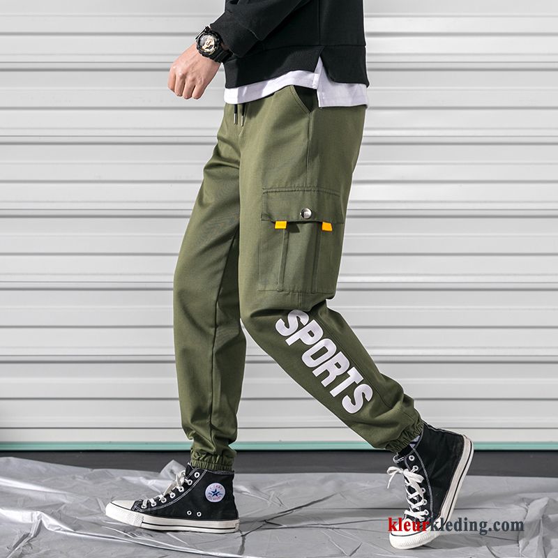 Cargo Broek Joggingbroek Strak Heren Losse Groen Voorjaar Trendy Merk