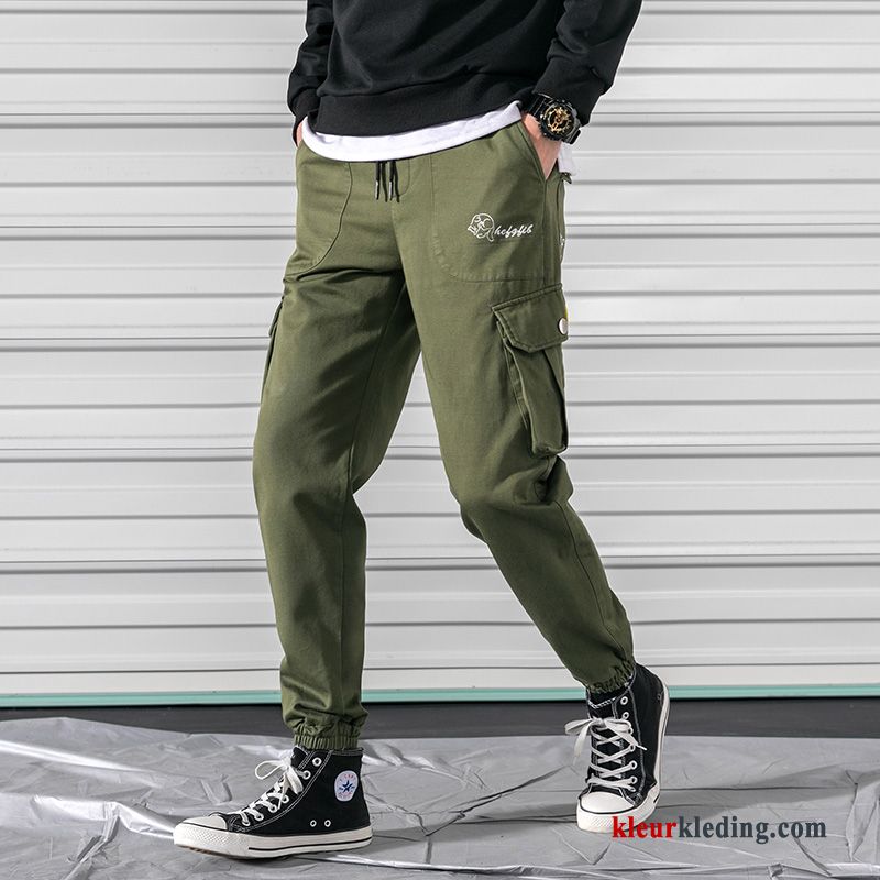 Cargo Broek Joggingbroek Strak Heren Losse Groen Voorjaar Trendy Merk