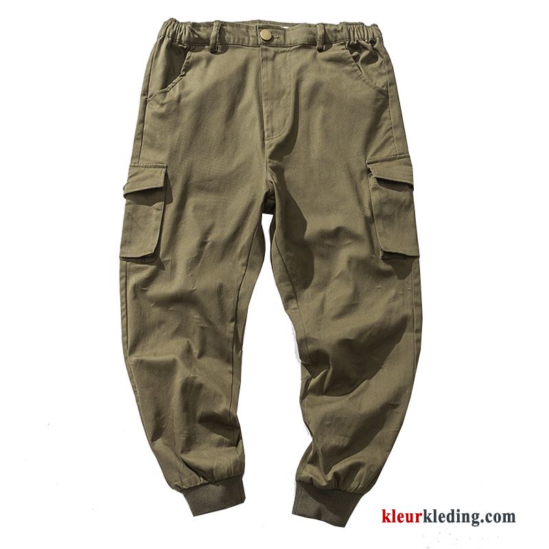 Cargo Broek Nieuw Katoen Groen Meer Zakken Losse Heren Casual Broek Trend