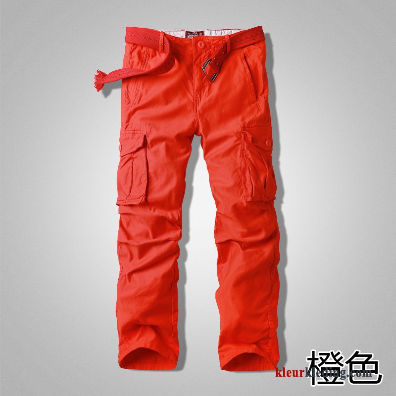 Cargo Broek Outdoor Oranje Grote Maten Voorjaar Heren Broek Meer Zakken Trend