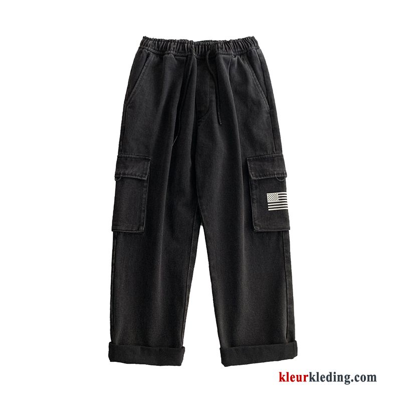 Cargo Broek Spijkerbroek Jeans Trendy Merk Nieuw Heren Zwart Losse Cargo Student