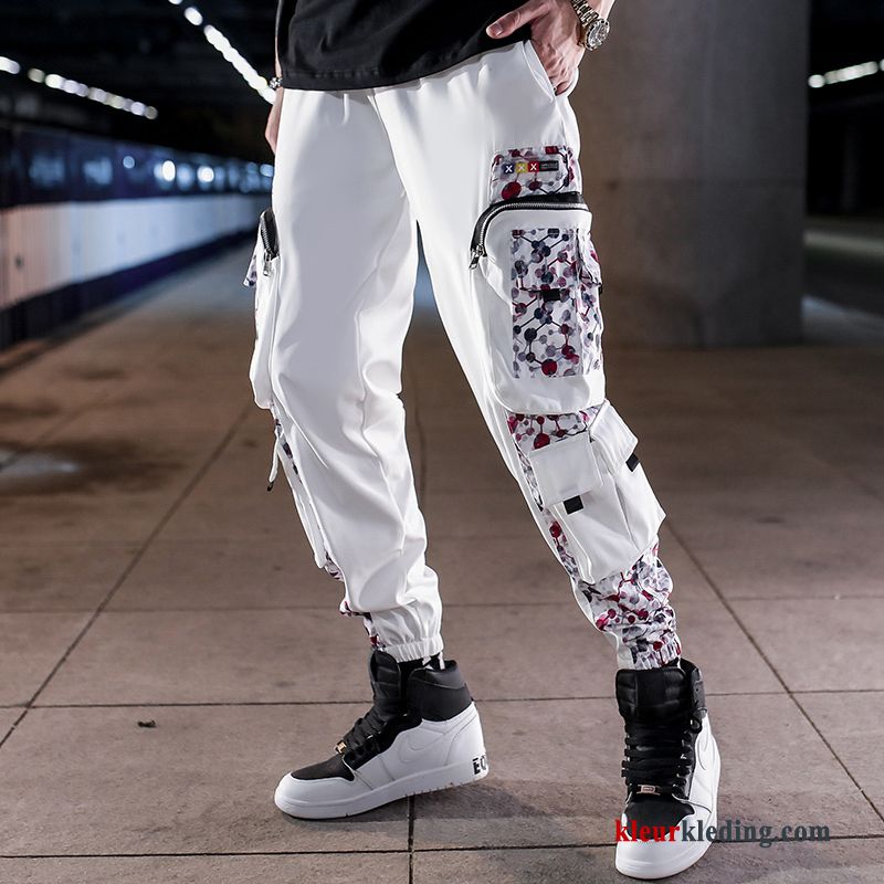 Cargo Broek Trendy Merk Heren Hip-hop Strak Sport Wit Casual