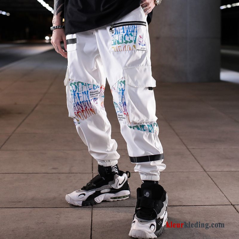 Cargo Broek Trendy Merk Heren Hip-hop Strak Sport Wit Casual