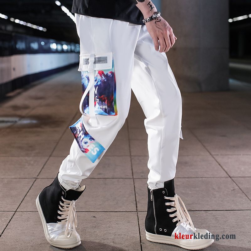 Cargo Broek Trendy Merk Heren Hip-hop Strak Sport Wit Casual