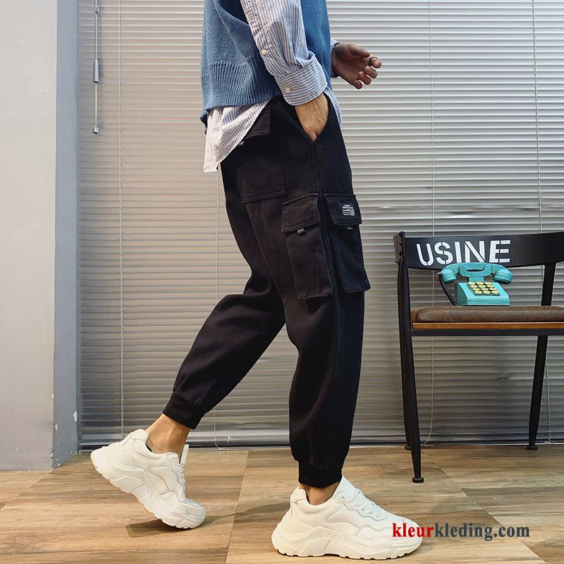 Cargo Broek Zwart Mannelijk Hip-hop Strak Joggingbroek Voorjaar Trend Straat Heren