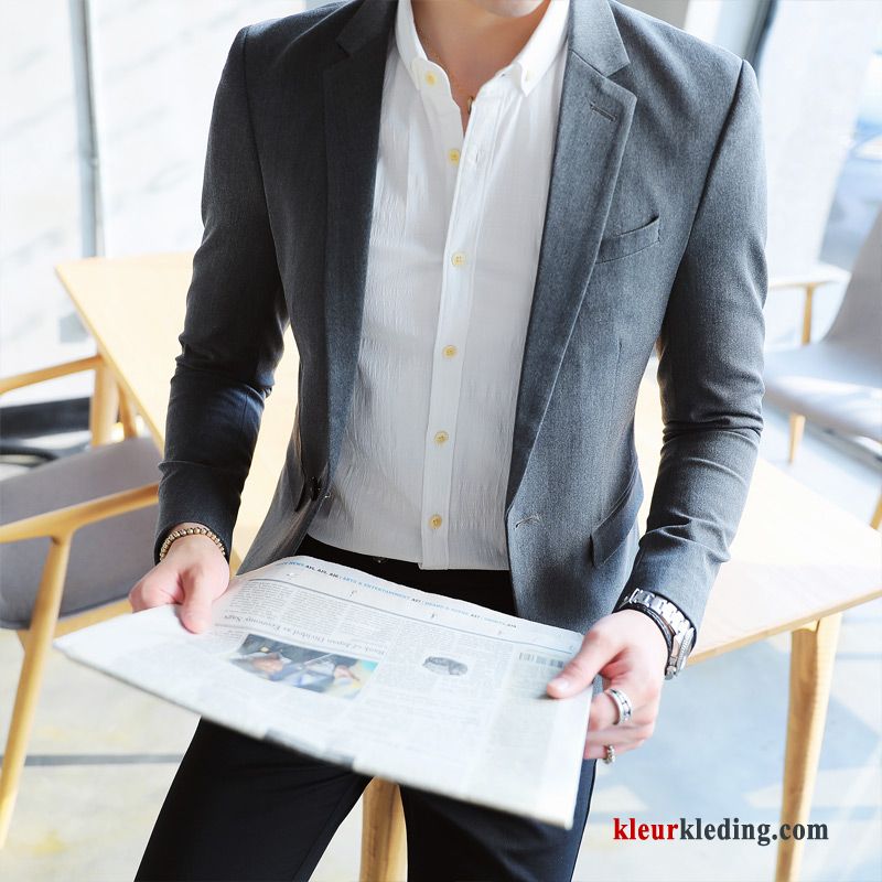 Casual 2018 Mannelijk Brits Blazer Pak Jeugd Effen Kleur Heren