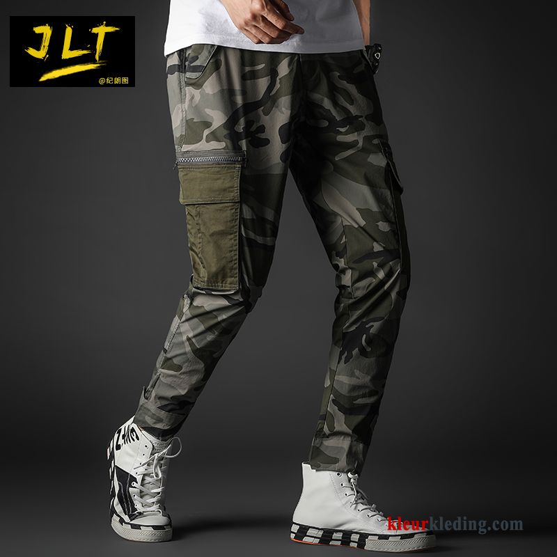 Casual Broek Heren Cargo Broek Strak Camouflage Trend Zomer Jeugd