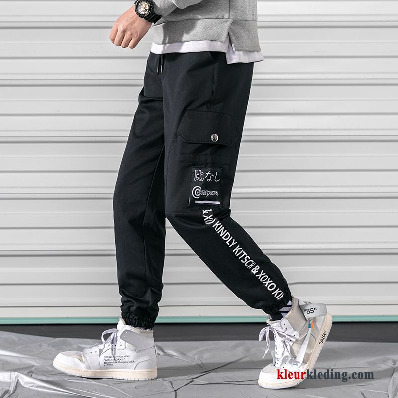 Casual Broek Trendy Merk Joggingbroek Heren Strak Cargo Broek Zwart Voorjaar