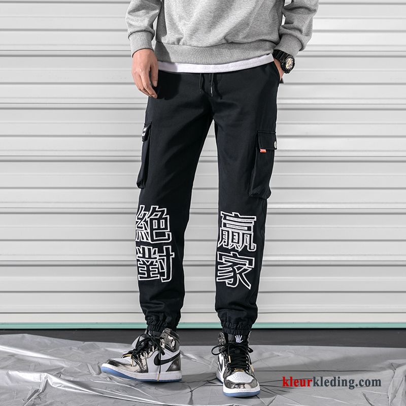 Casual Broek Trendy Merk Joggingbroek Heren Strak Cargo Broek Zwart Voorjaar