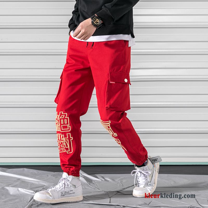 Casual Broek Trendy Merk Joggingbroek Heren Strak Cargo Broek Zwart Voorjaar