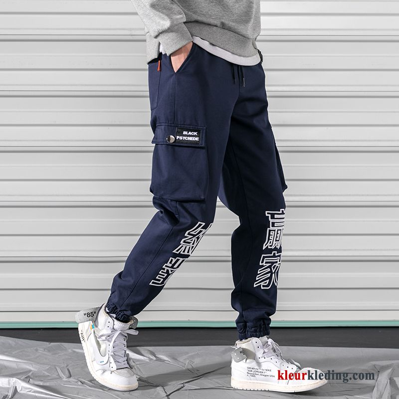 Casual Broek Trendy Merk Joggingbroek Heren Strak Cargo Broek Zwart Voorjaar