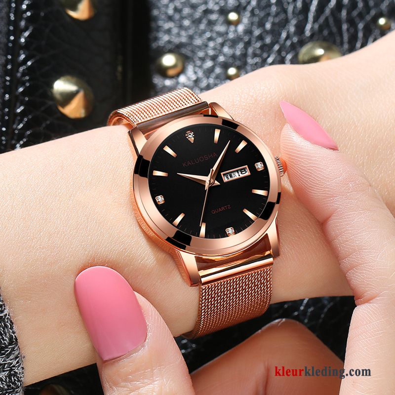 Casual Echt Leer Horlogeband Dames Mode Echte Trend Waterdicht Gouden