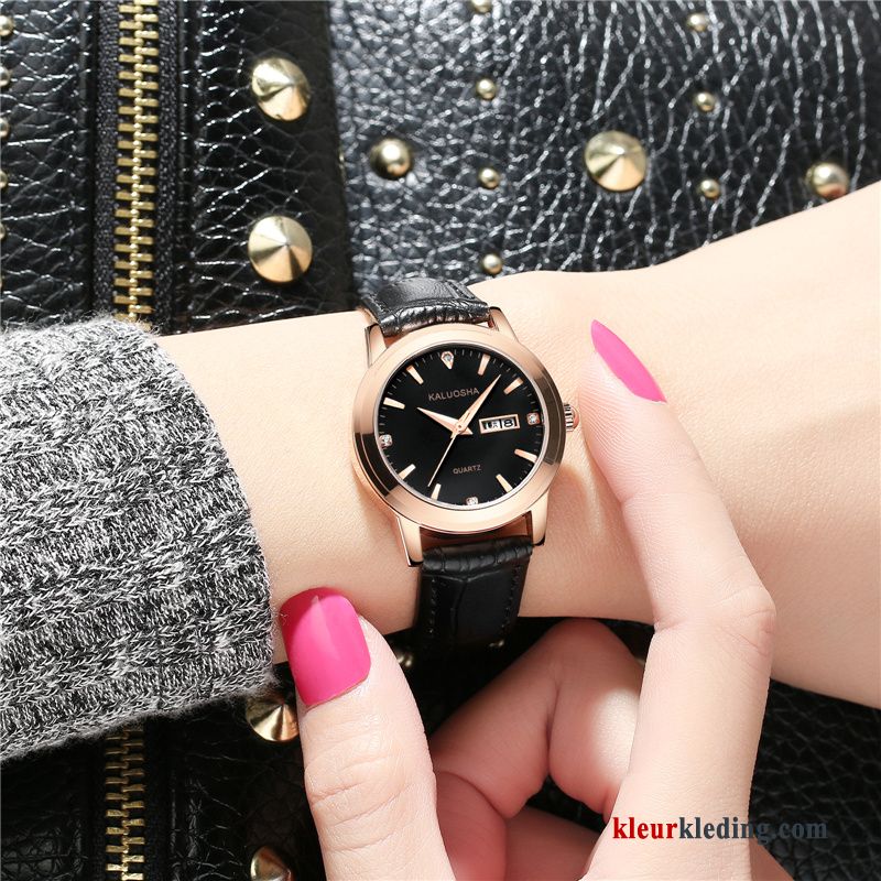 Casual Echt Leer Horlogeband Dames Mode Echte Trend Waterdicht Gouden