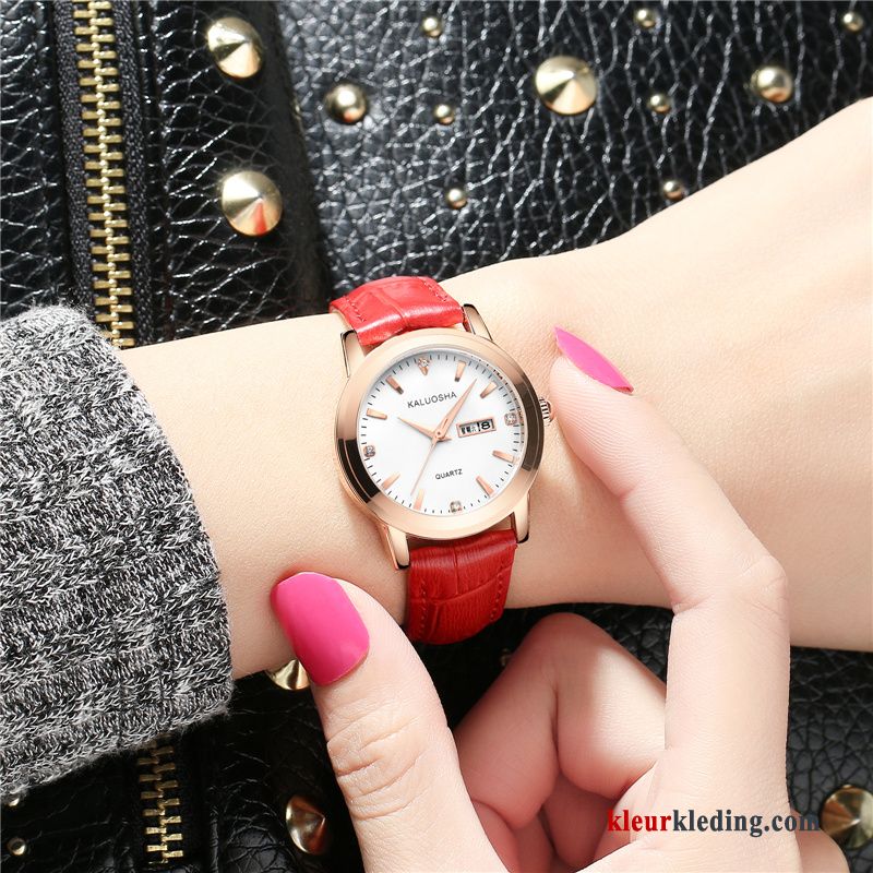 Casual Echt Leer Horlogeband Dames Mode Echte Trend Waterdicht Gouden