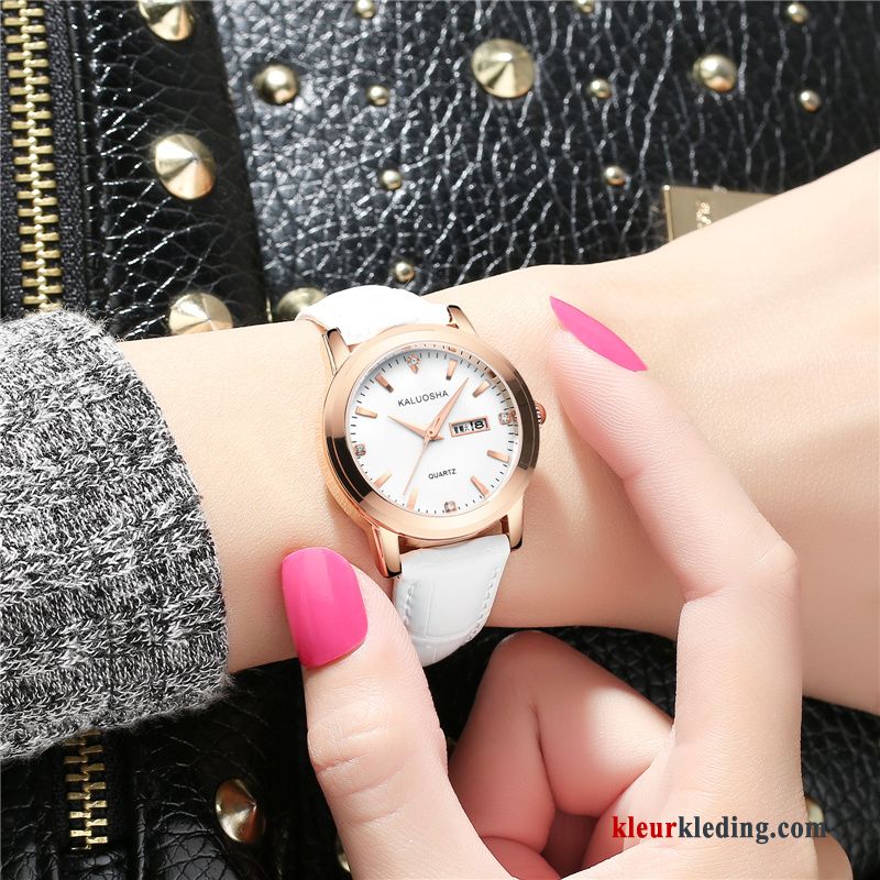 Casual Echt Leer Horlogeband Dames Mode Echte Trend Waterdicht Gouden