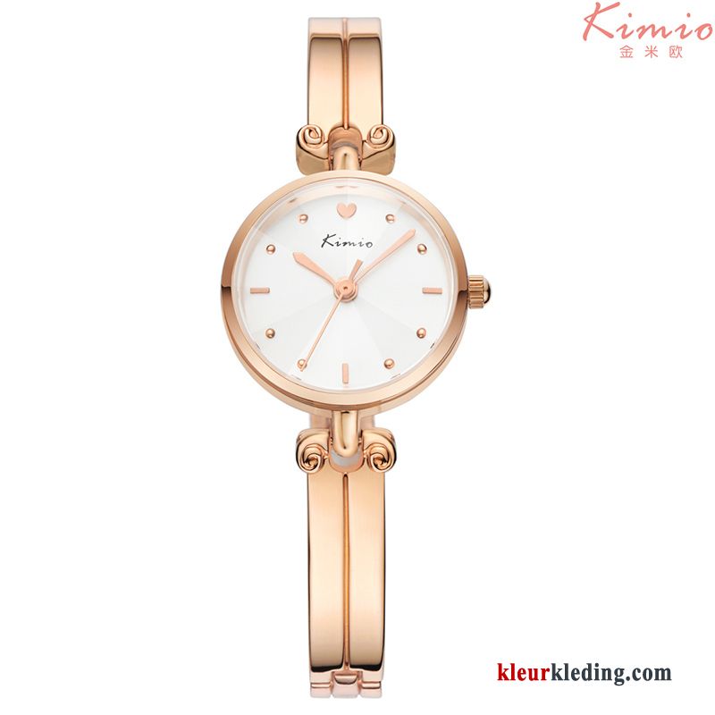 Casual Eenvoudig Echte Dames Waterdicht Armbanden Mode Quartz Horloge Wit Gouden Beige Zilver