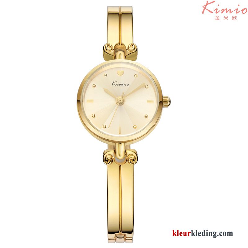 Casual Eenvoudig Echte Dames Waterdicht Armbanden Mode Quartz Horloge Wit Gouden Beige Zilver