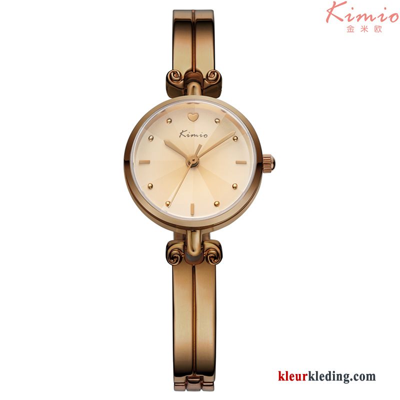 Casual Eenvoudig Echte Dames Waterdicht Armbanden Mode Quartz Horloge Wit Gouden Beige Zilver