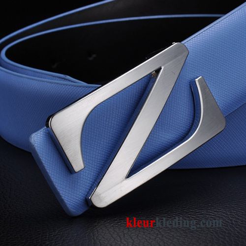 Casual Nieuw Heren Leer Trend Riem Dames Lovers Blauw Wit