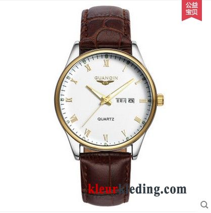 Casual Waterdicht Eenvoudig Lichtende Nachtwolken Dubbele Kalender Nieuw Horloge Heren Wit Zilver