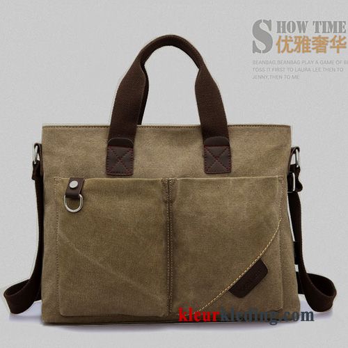 Computer Tas 2019 Casual Handtas Aktetas Bruin Heren Canvas