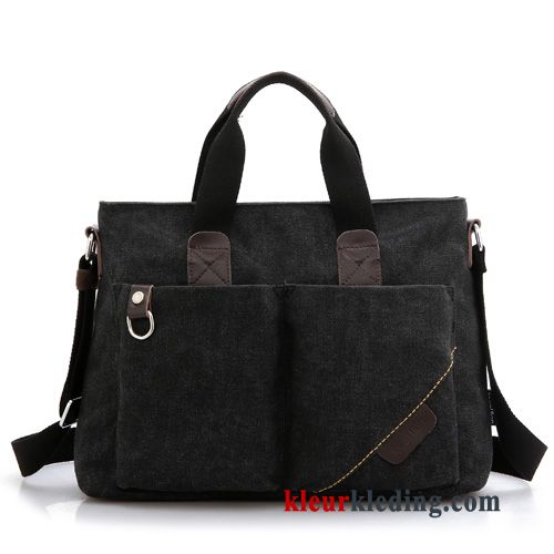 Computer Tas 2019 Casual Handtas Aktetas Bruin Heren Canvas