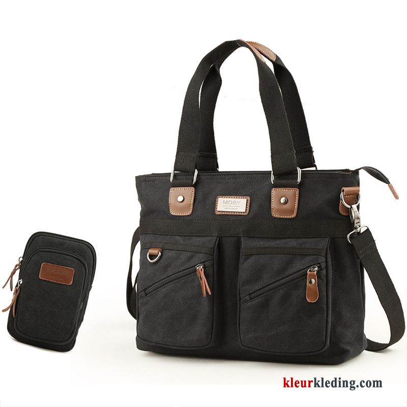 Computer Tas Brits Handtas Aktetas Business Casual Canvas Messenger Tas Heren Kaki