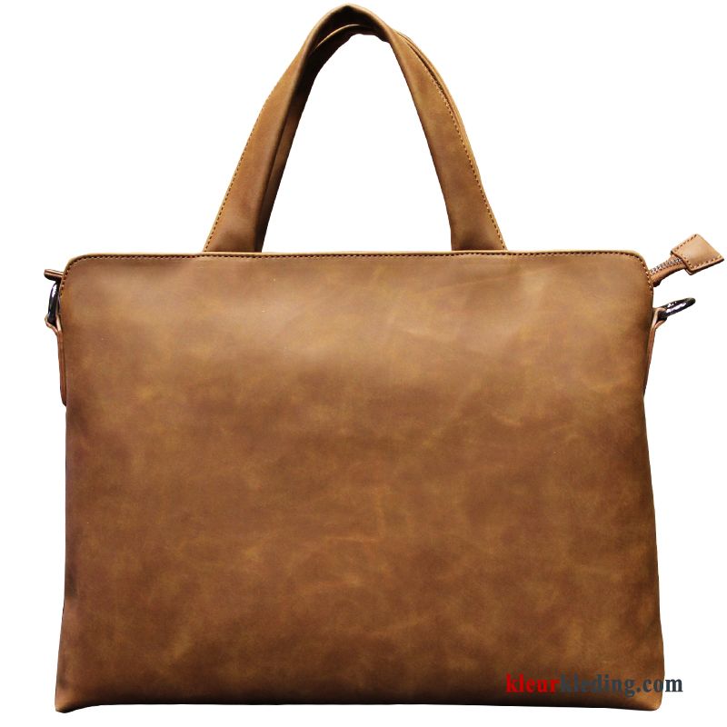 Computer Tas Bruin Messenger Tas Casual Leer Handtas Heren Aktetas