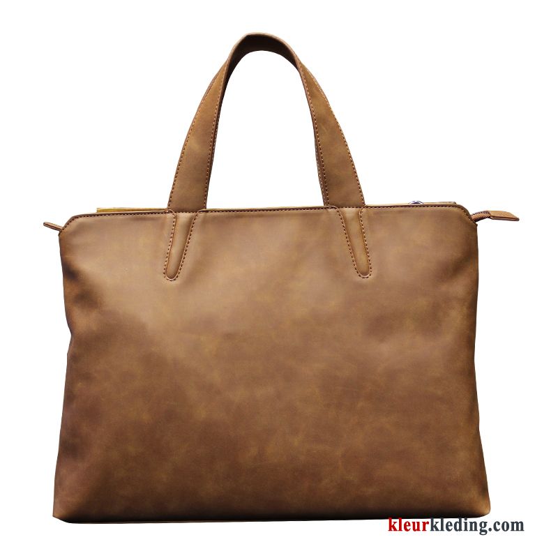 Computer Tas Bruin Messenger Tas Casual Leer Handtas Heren Aktetas