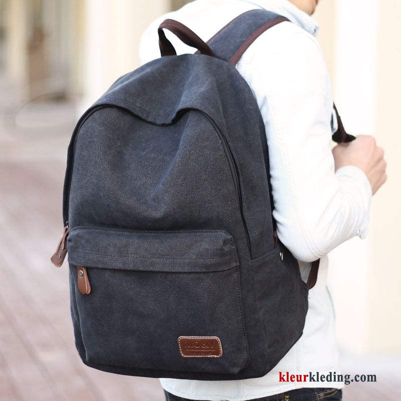 Computer Tas Casual Rugzak Student Heren Canvas Reizen Sport Kaki