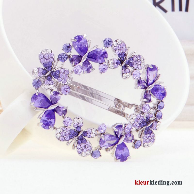 Dames Accessoires Elegante Dame Strass Haarclip Purper Volwassen Haarspeld