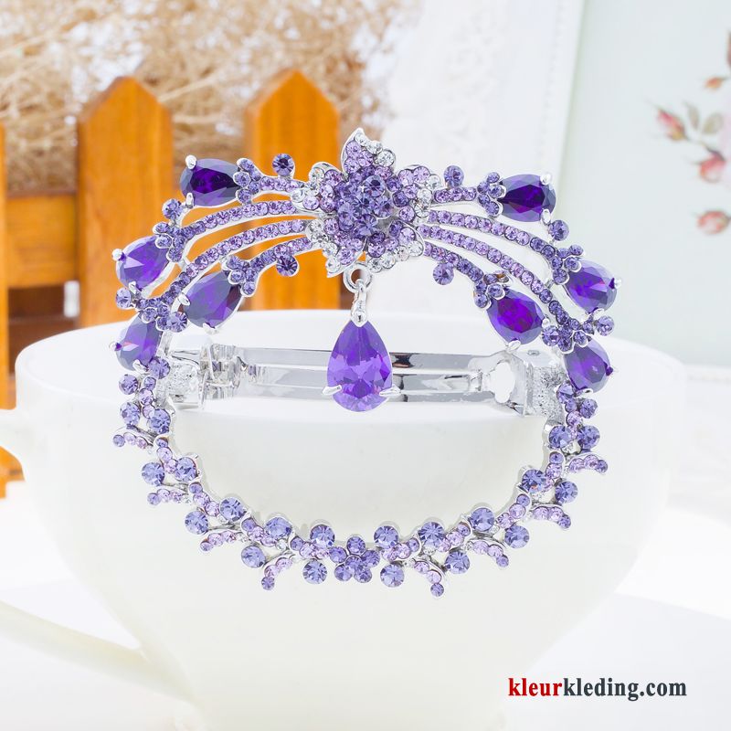 Dames Accessoires Elegante Dame Strass Haarclip Purper Volwassen Haarspeld