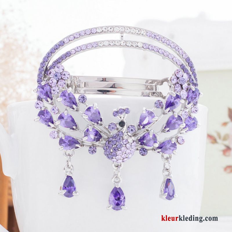 Dames Accessoires Elegante Dame Strass Haarclip Purper Volwassen Haarspeld