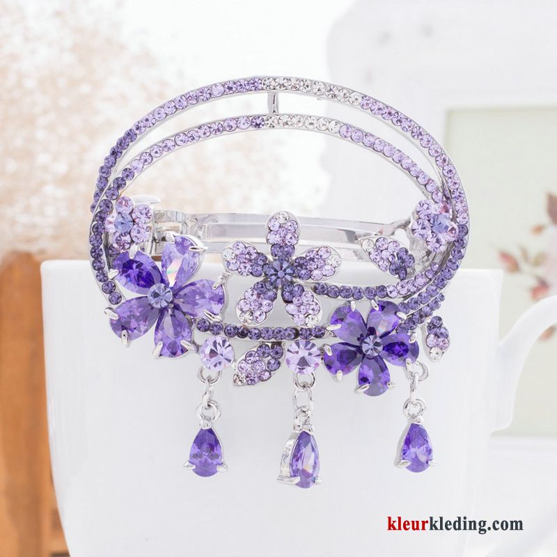 Dames Accessoires Elegante Dame Strass Haarclip Purper Volwassen Haarspeld