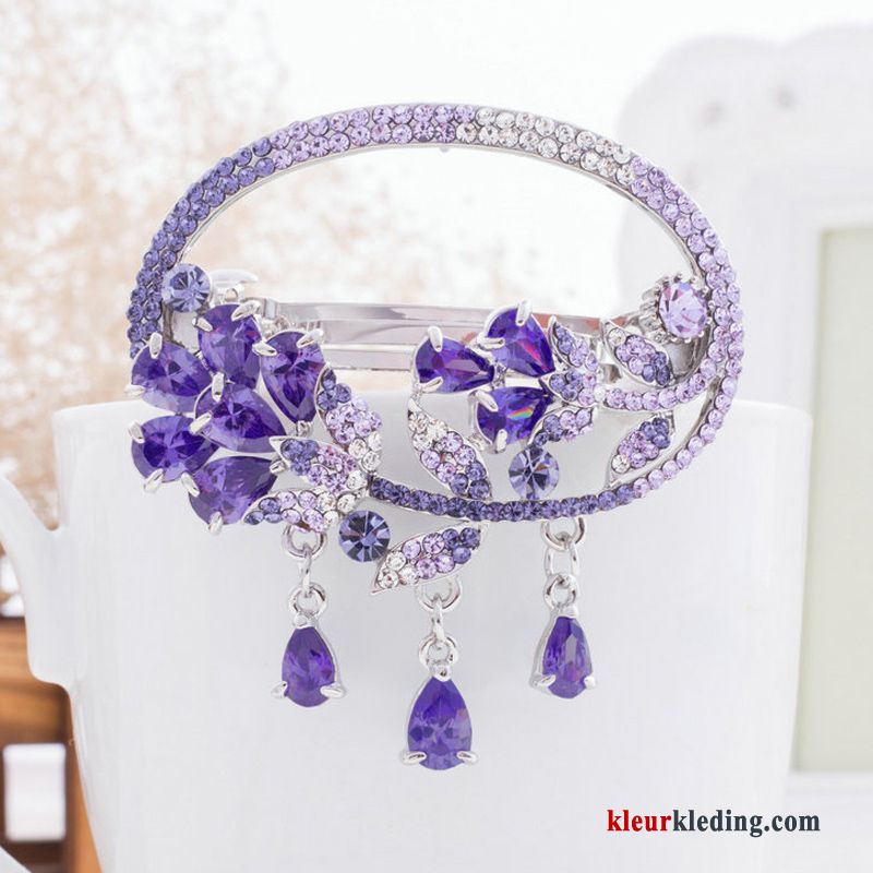 Dames Accessoires Elegante Dame Strass Haarclip Purper Volwassen Haarspeld