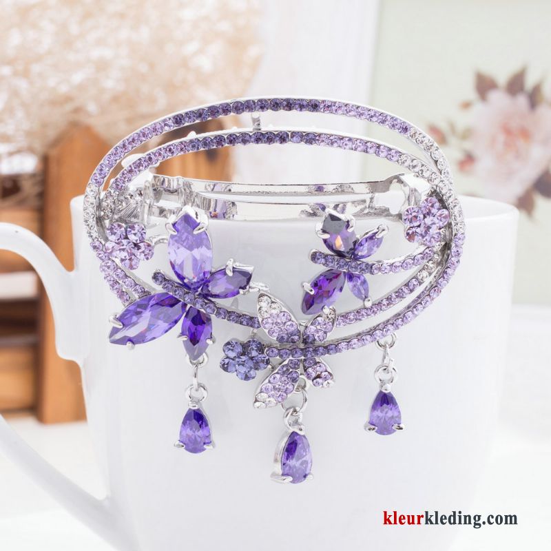 Dames Accessoires Elegante Dame Strass Haarclip Purper Volwassen Haarspeld