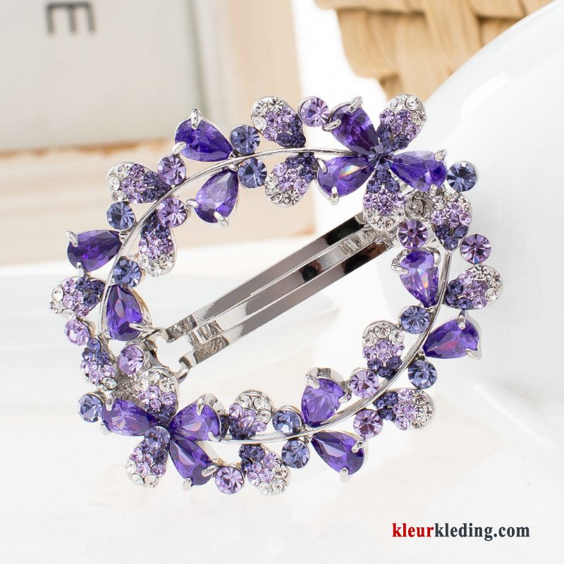 Dames Accessoires Elegante Dame Strass Haarclip Purper Volwassen Haarspeld