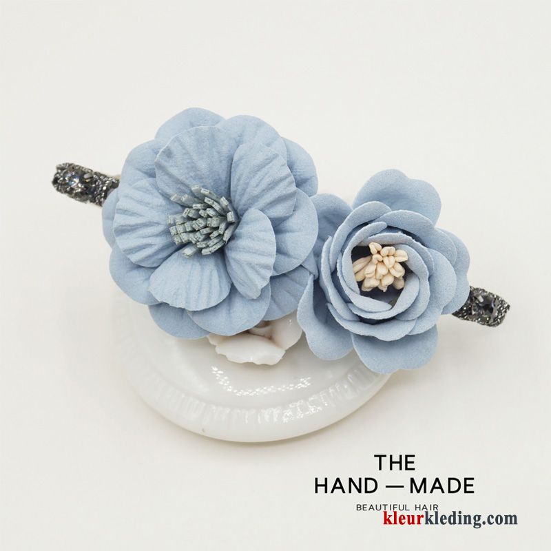 Dames Accessoires Elegante Haarspeld Veerklemmen Kleurrijk Bloemen Geruit Blauw