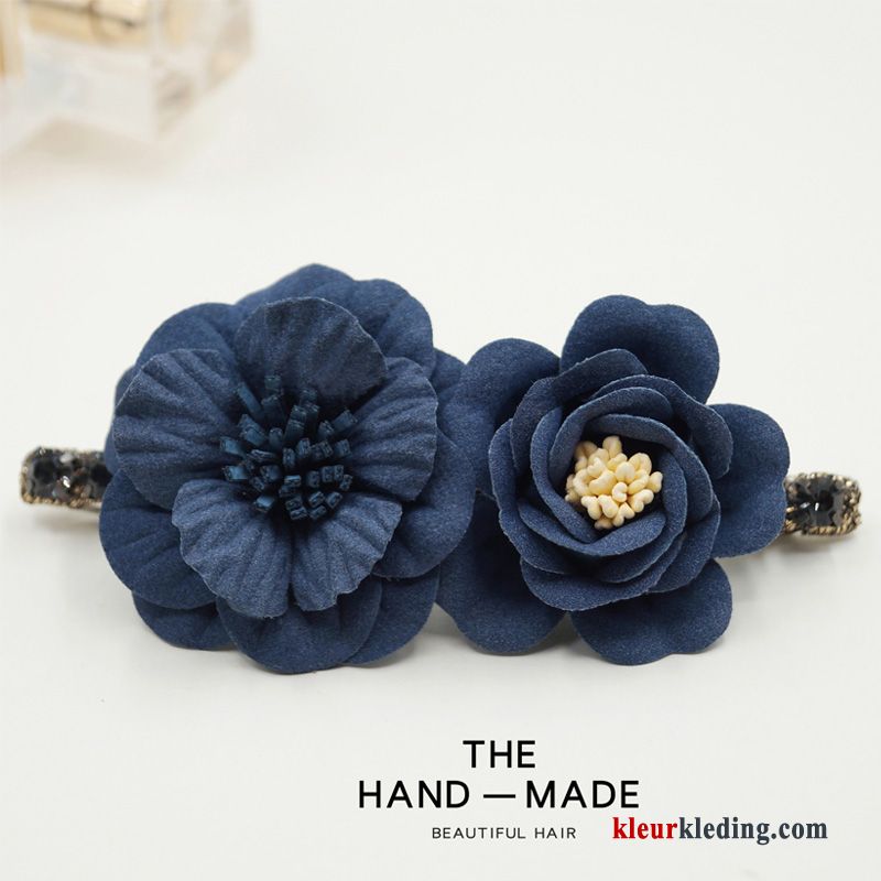 Dames Accessoires Elegante Haarspeld Veerklemmen Kleurrijk Bloemen Geruit Blauw