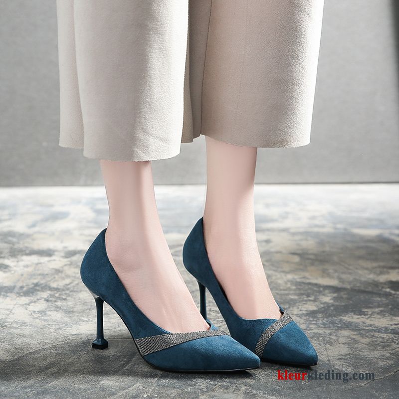 Dames Alle Wedstrijden Winter Pumps Elegante Dunne 2018 Hoge Hakken Herfst Zwart Marineblauw