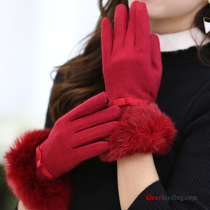 Dames Autorijden Handschoen Pluche Wol Vlinderdas Paardrijden Winter