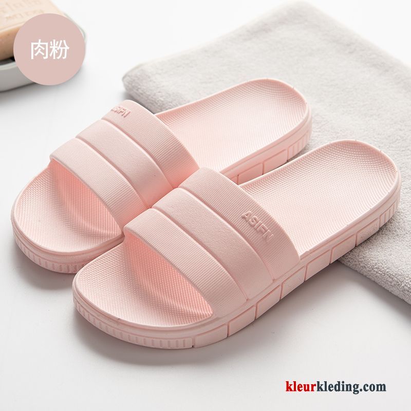 Dames Binnen Plateauzool Strand Zomer Badkamer Pantoffels Mannen Slippers Zwart