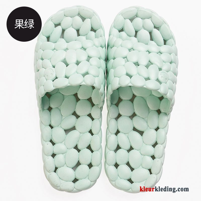 Dames Binnen Plateauzool Strand Zomer Badkamer Pantoffels Mannen Slippers Zwart