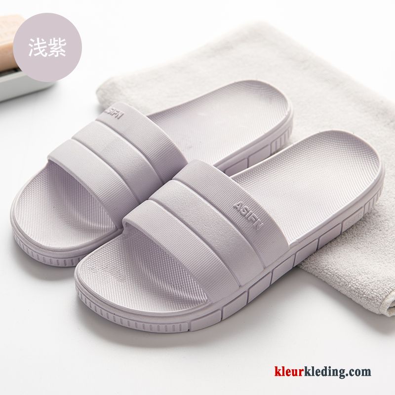 Dames Binnen Plateauzool Strand Zomer Badkamer Pantoffels Mannen Slippers Zwart