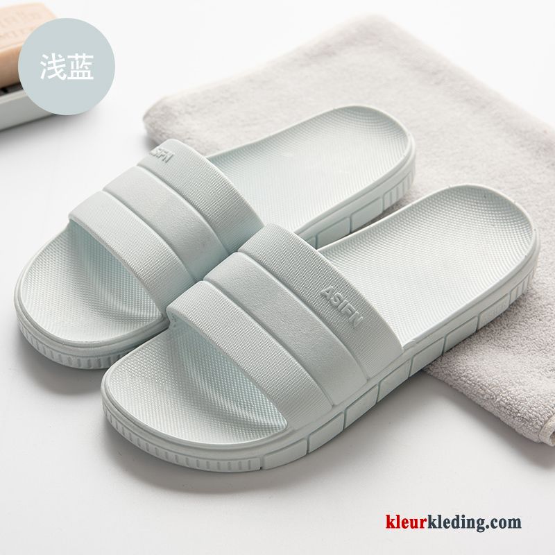 Dames Binnen Plateauzool Strand Zomer Badkamer Pantoffels Mannen Slippers Zwart